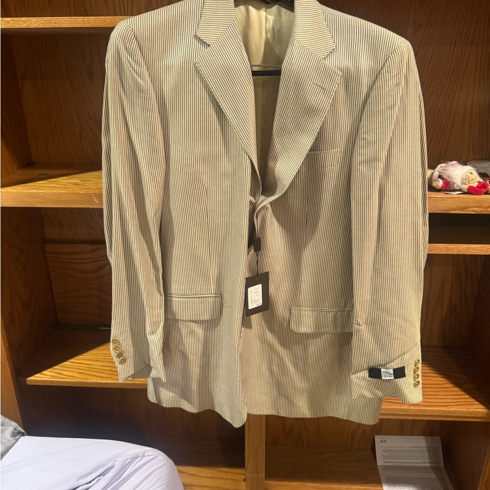 Vintage Italian Made Never Worn Saks Fifth Avenue Cream and Black Striped Jacket